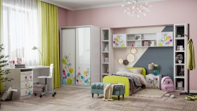 Детская комната Флер (Белый/корпус Выбеленное дерево) в Вилюйске - vilyujsk.katalogmebeli.com | фото