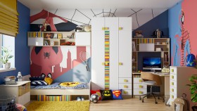 Детская комната Клаксон без машинок (Белый/корпус Клен) в Вилюйске - vilyujsk.katalogmebeli.com | фото