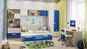 Детская комната Скай Люкс (Синий/Белый/корпус Клен) в Вилюйске - vilyujsk.katalogmebeli.com | фото