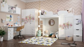 Детская комната Совушки (Белый/корпус Выбеленное дерево) в Вилюйске - vilyujsk.katalogmebeli.com | фото