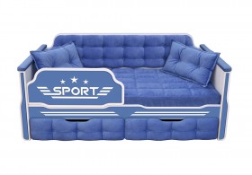 Кровать 160 серии Спорт 2 ящика 85 Синий (подушки) в Вилюйске - vilyujsk.katalogmebeli.com | фото