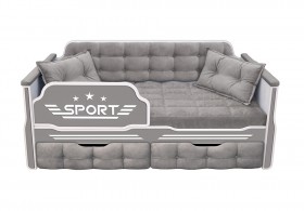 Кровать 170 серии Спорт 2 ящика 45 Серый (подушки) в Вилюйске - vilyujsk.katalogmebeli.com | фото