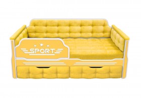 Кровать 190 серии Спорт 2 ящика 74 Жёлтый (мягкие боковые накладки) в Вилюйске - vilyujsk.katalogmebeli.com | фото