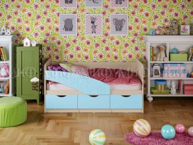 Кровать Бабочки 1,6м (Голубой матовый) в Вилюйске - vilyujsk.katalogmebeli.com | фото