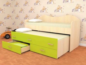 Кровать детская Нимфа двухместная 2.0 Дуб молочный/Лайм в Вилюйске - vilyujsk.katalogmebeli.com | фото