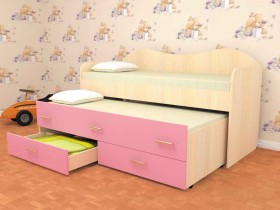 Кровать детская Нимфа двухместная 2.0 Дуб молочный/Розовый в Вилюйске - vilyujsk.katalogmebeli.com | фото
