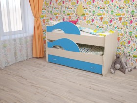 Кровать детская Радуга 1600 Млечный дуб/Голубой в Вилюйске - vilyujsk.katalogmebeli.com | фото