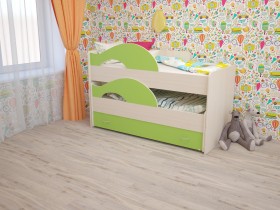 Кровать детская Радуга 1600 Млечный дуб/Салатовый в Вилюйске - vilyujsk.katalogmebeli.com | фото