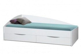 Кровать одинарная "Фея - 3" (асимметричная) (2000х900) New/(белый / белый / ДВПО белый) в Вилюйске - vilyujsk.katalogmebeli.com | фото