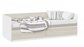 Кровать «Сканди» с 2 ящиками Дуб Гарден/Белый/Глиняный серый в Вилюйске - vilyujsk.katalogmebeli.com | фото