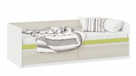Кровать «Сканди» с 2 ящиками Дуб Гарден/Белый/Зеленый в Вилюйске - vilyujsk.katalogmebeli.com | фото