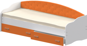 Кровать Софа-7 с мягкой спинкой (800х2000) Белый/Оранжевый в Вилюйске - vilyujsk.katalogmebeli.com | фото