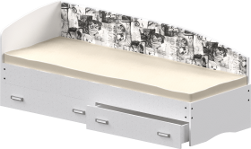 Кровать Софа-9 с мягкой спинкой с рисунком Милана (900х1900) Белый в Вилюйске - vilyujsk.katalogmebeli.com | фото
