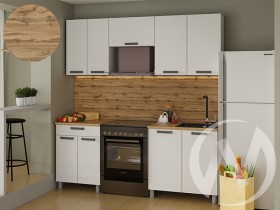 Кухня Кьяра 2.0 м с окапом (белый/карбон фарфор/26мм/дуб вотан) в Вилюйске - vilyujsk.katalogmebeli.com | фото