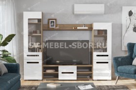 Мебель для гостиной МГС 6 (Исполнение 1/Дуб золотой/Белый глянец) в Вилюйске - vilyujsk.katalogmebeli.com | фото