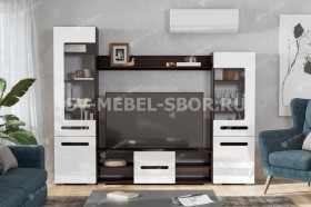 Мебель для гостиной МГС 6 (Исполнение 1/Венге/Белый глянец) в Вилюйске - vilyujsk.katalogmebeli.com | фото