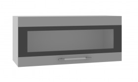 Норд ШВГС 800 Шкаф верхний горизонтальный со стеклом (Софт черный/корпус Белый) в Вилюйске - vilyujsk.katalogmebeli.com | фото
