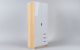 Шкаф 2-х створчатый с ящиками Лофт (Белый/корпус Дуб Сонома) в Вилюйске - vilyujsk.katalogmebeli.com | фото