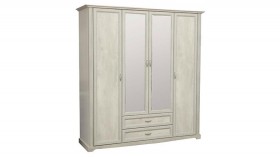 Шкаф для одежды "Сохо" (бетон пайн белый/2 ящика/зеркало) в Вилюйске - vilyujsk.katalogmebeli.com | фото