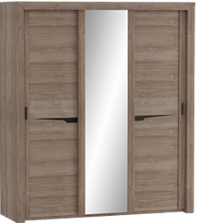 Шкаф трехдверный Соренто с раздвижными дверями Дуб стирлинг/Кофе структурный матовый в Вилюйске - vilyujsk.katalogmebeli.com | фото 1